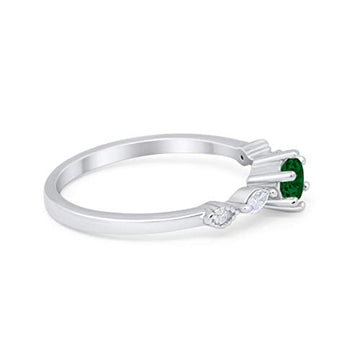 Petite Dainty Engagement Ring Marquise Simulated Green Emerald CZ 925 Sterling Silver